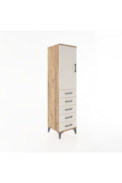 Hyperion Dolap Tek Raflı 5 Çekmeceli Tek Askılı 44x44x182 Çam-Aytaşı