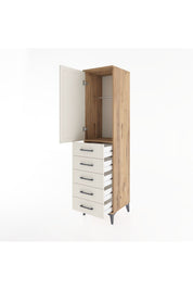 Hyperion Dolap Tek Raflı 5 Çekmeceli Tek Askılı 44x44x182 Çam-Aytaşı