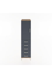 Hyperion Dolap Tek Raflı 5 Çekmeceli Tek Askılı 44x44x182 Çam-Antrasit