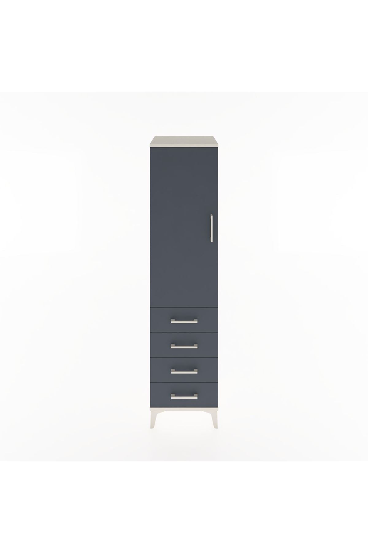 Hyperion Dolap Tek Raflı 4 Çekmeceli Tek Askılı 44x44x182 Aytaşı-Antrasit