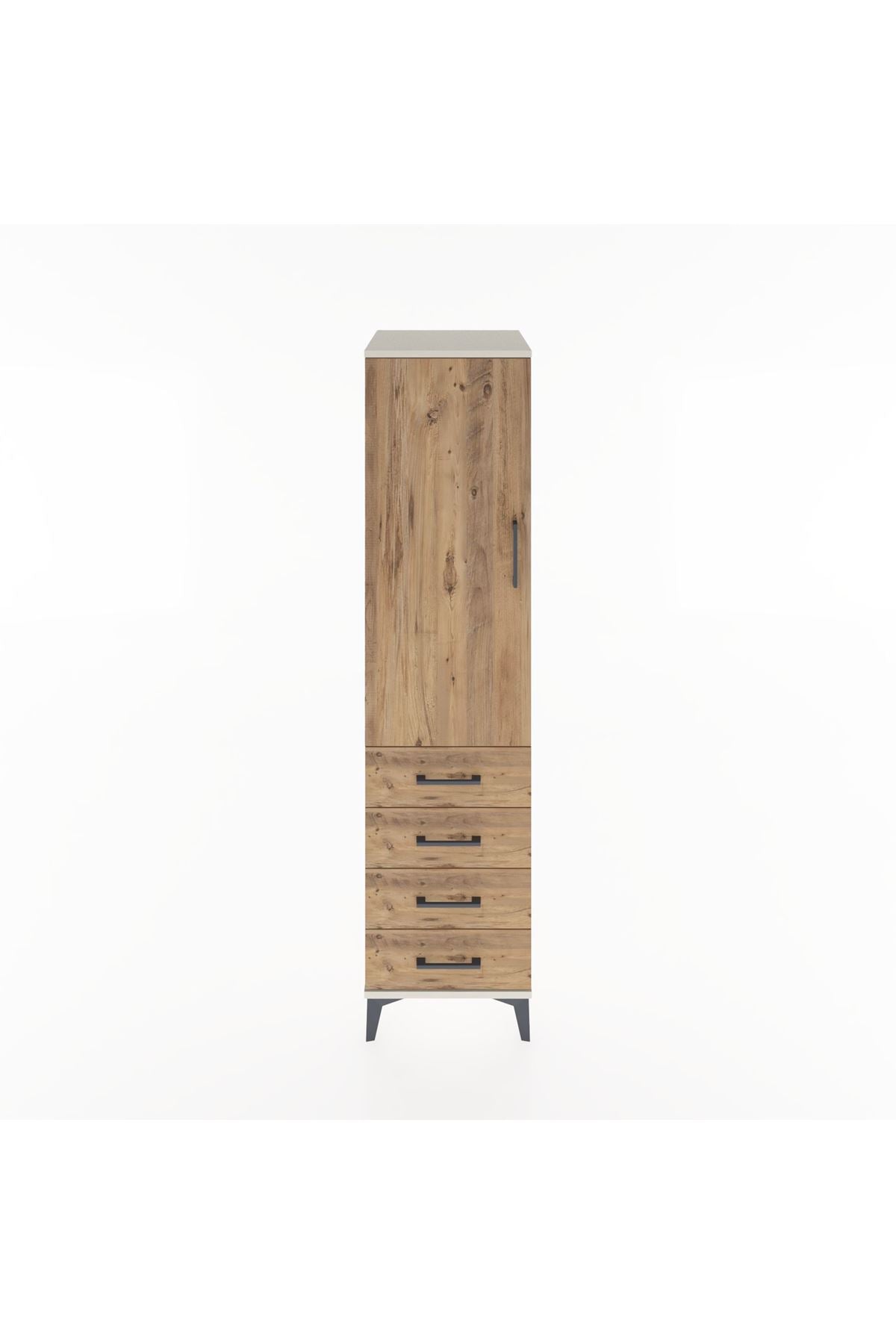 Hyperion Dolap Tek Raflı 4 Çekmeceli Tek Askılı 44x44x182 Aytaşı-Çam