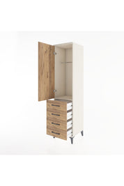 Hyperion Dolap Tek Raflı 4 Çekmeceli Tek Askılı 44x44x182 Aytaşı-Çam