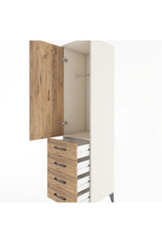 Hyperion Dolap Tek Raflı 4 Çekmeceli Tek Askılı 44x44x182 Aytaşı-Çam