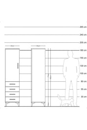 Hyperion Dolap Tek Raflı 4 Çekmeceli Tek Askılı 44x44x182 Aytaşı-Çam