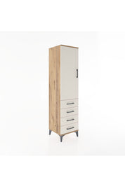 Hyperion Dolap Tek Raflı 4 Çekmeceli Tek Askılı 44x44x182 Çam-Aytaşı