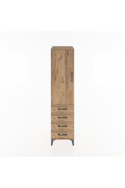 Hyperion Dolap Tek Raflı 4 Çekmeceli Tek Askılı 44x44x182 Çam-Çam