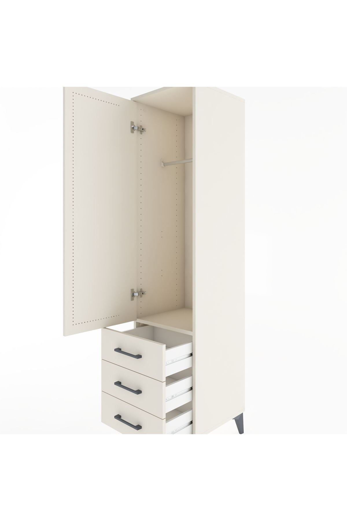 Hyperion Dolap Tek Raflı 3 Çekmeceli Tek Askılı 44x44x182 Aytaşı-Aytaşı