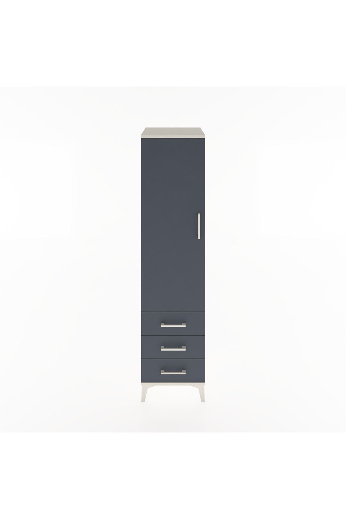 Hyperion Dolap Tek Raflı 3 Çekmeceli Tek Askılı 44x44x182 Aytaşı-Antrasit