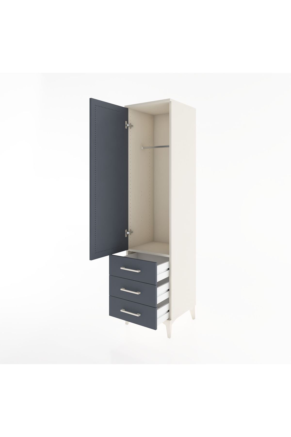 Hyperion Dolap Tek Raflı 3 Çekmeceli Tek Askılı 44x44x182 Aytaşı-Antrasit