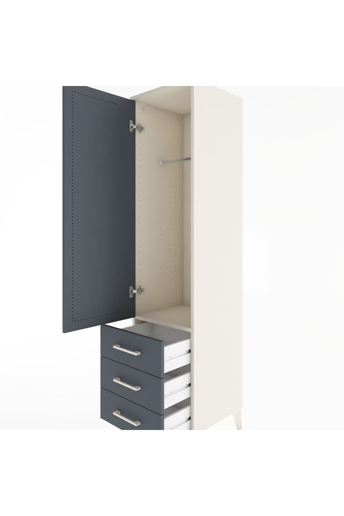 Hyperion Dolap Tek Raflı 3 Çekmeceli Tek Askılı 44x44x182 Aytaşı-Antrasit