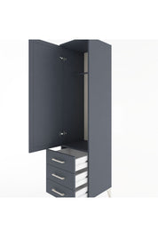 Hyperion Dolap Tek Raflı 3 Çekmeceli Tek Askılı 44x44x182 Antrasit-Antrasit