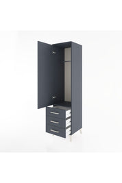 Hyperion Dolap Tek Raflı 3 Çekmeceli Tek Askılı 44x44x182 Antrasit-Antrasit