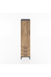 Hyperion Dolap Tek Raflı 3 Çekmeceli Tek Askılı 44x44x182 Antrasit-Çam