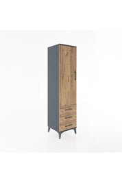 Hyperion Dolap Tek Raflı 3 Çekmeceli Tek Askılı 44x44x182 Antrasit-Çam