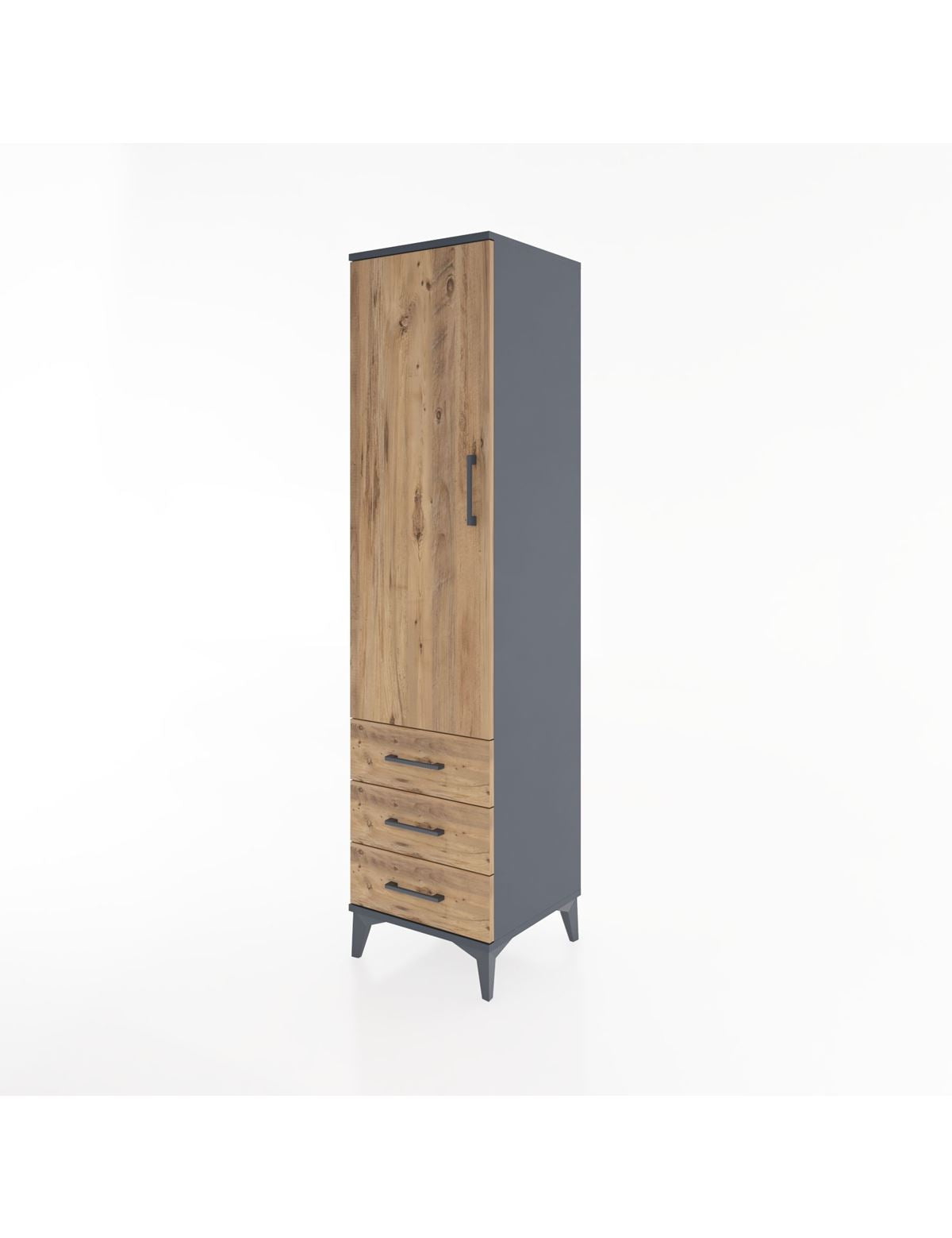Hyperion Dolap Tek Raflı 3 Çekmeceli Tek Askılı 44x44x182 - S55M028V6B