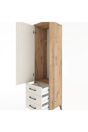 Hyperion Dolap Tek Raflı 3 Çekmeceli Tek Askılı 44x44x182 Çam-Aytaşı
