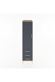 Hyperion Dolap Tek Raflı 3 Çekmeceli Tek Askılı 44x44x182 Çam-Antrasit