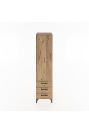 Hyperion Dolap Tek Raflı 3 Çekmeceli Tek Askılı 44x44x182 Çam-Çam