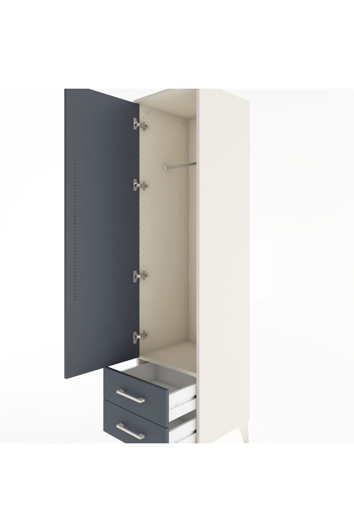Hyperion Dolap Tek Raflı 2 Çekmeceli Tek Askılı 44x44x182 - S55M029V2B