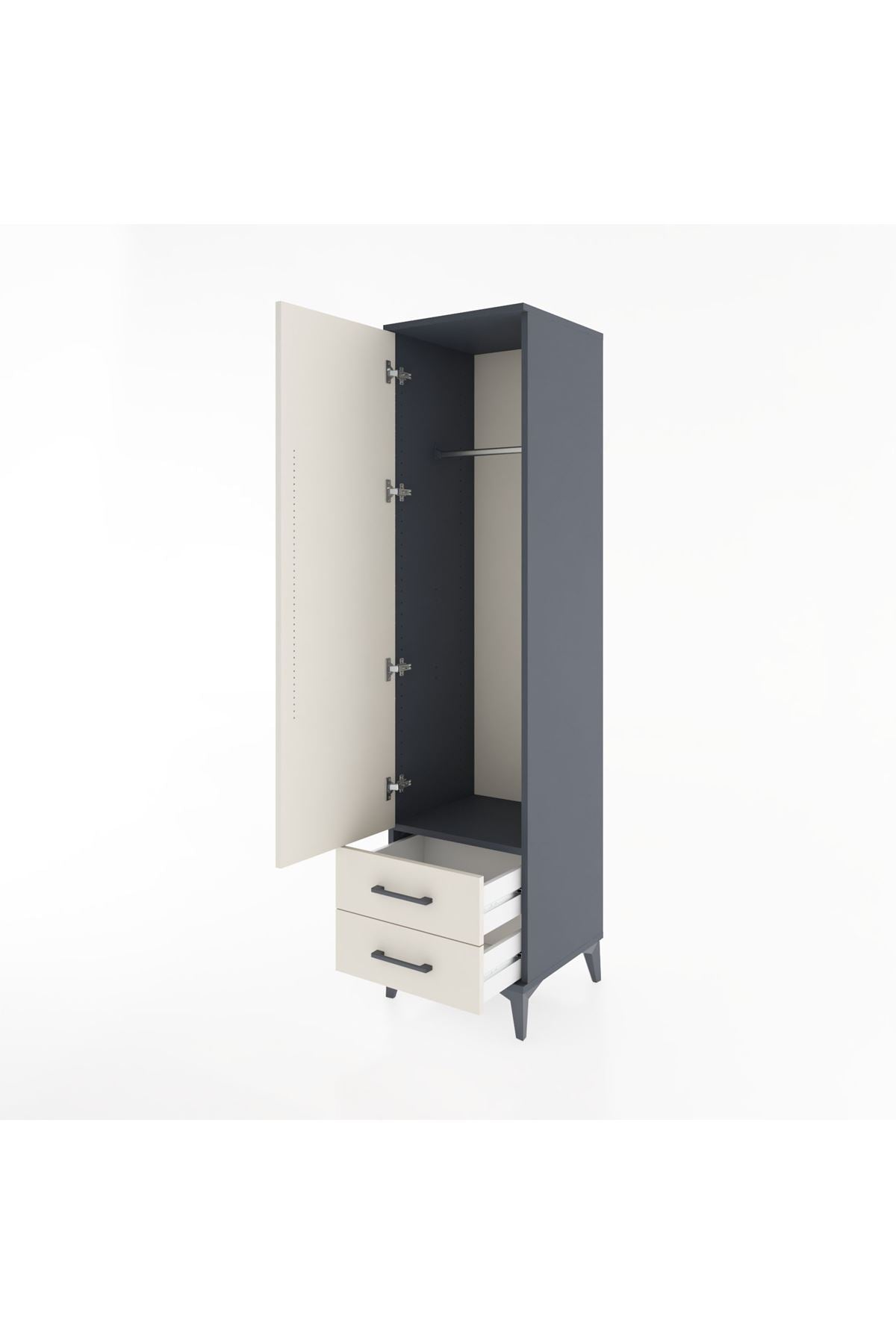 Hyperion Dolap Tek Raflı 2 Çekmeceli Tek Askılı 44x44x182 - S55M029V4B