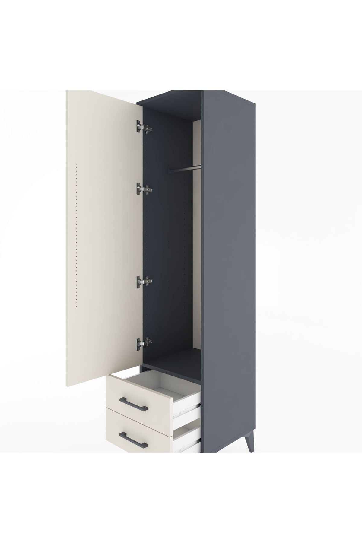 Hyperion Dolap Tek Raflı 2 Çekmeceli Tek Askılı 44x44x182 - S55M029V4B