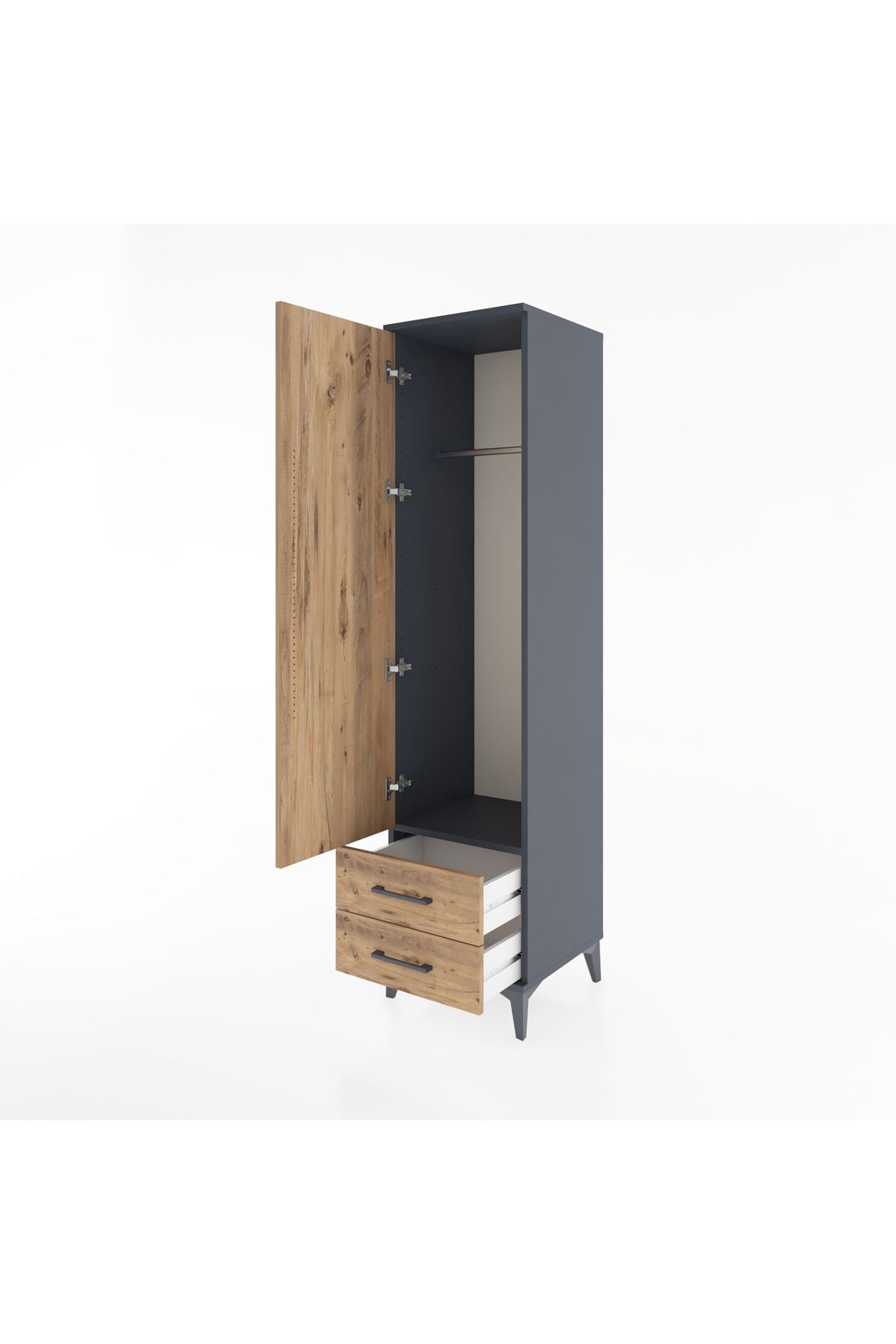 Hyperion Dolap Tek Raflı 2 Çekmeceli Tek Askılı 44x44x182 - S55M029V6B
