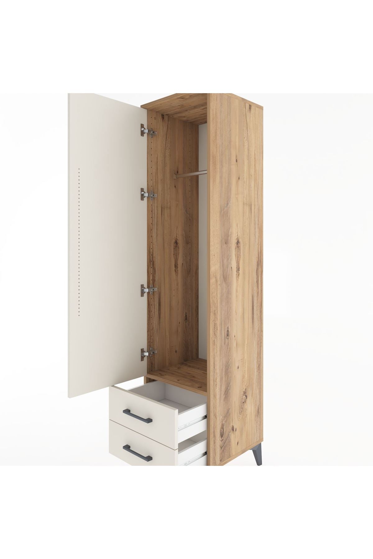 Hyperion Dolap Tek Raflı 2 Çekmeceli Tek Askılı 44x44x182 - S55M029V7B