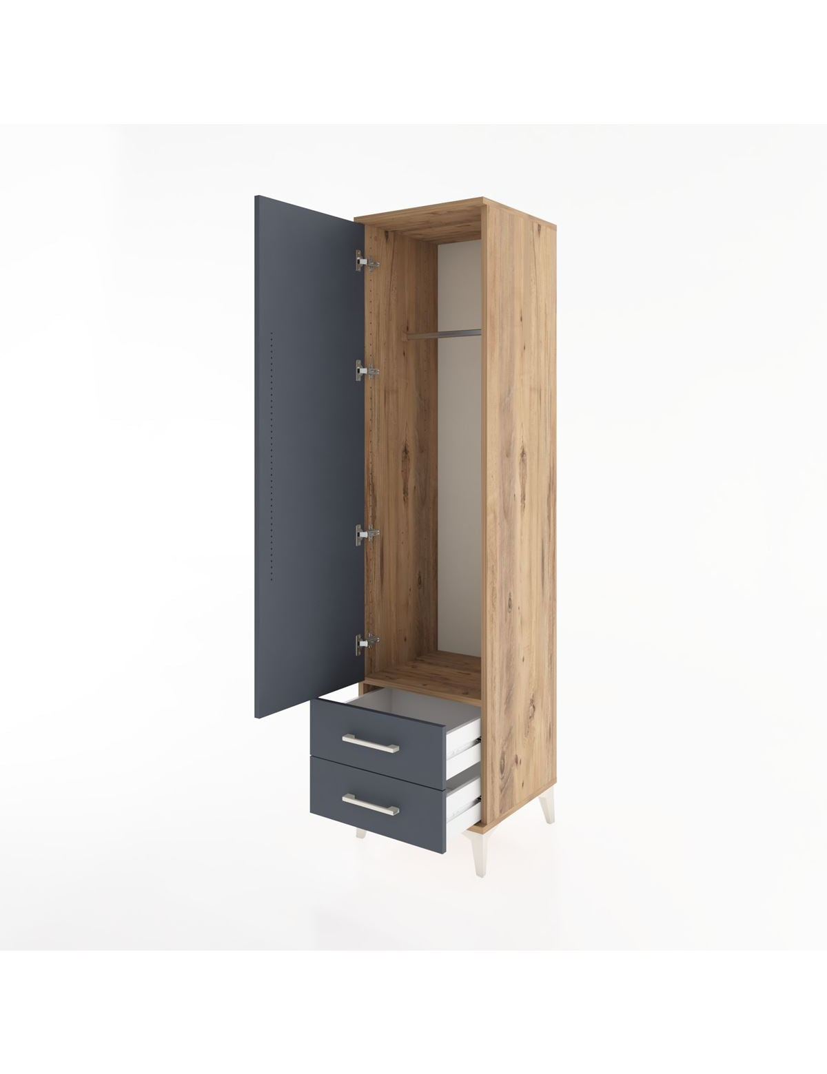 Hyperion Dolap Tek Raflı 2 Çekmeceli Tek Askılı 44x44x182 - S55M029V8B