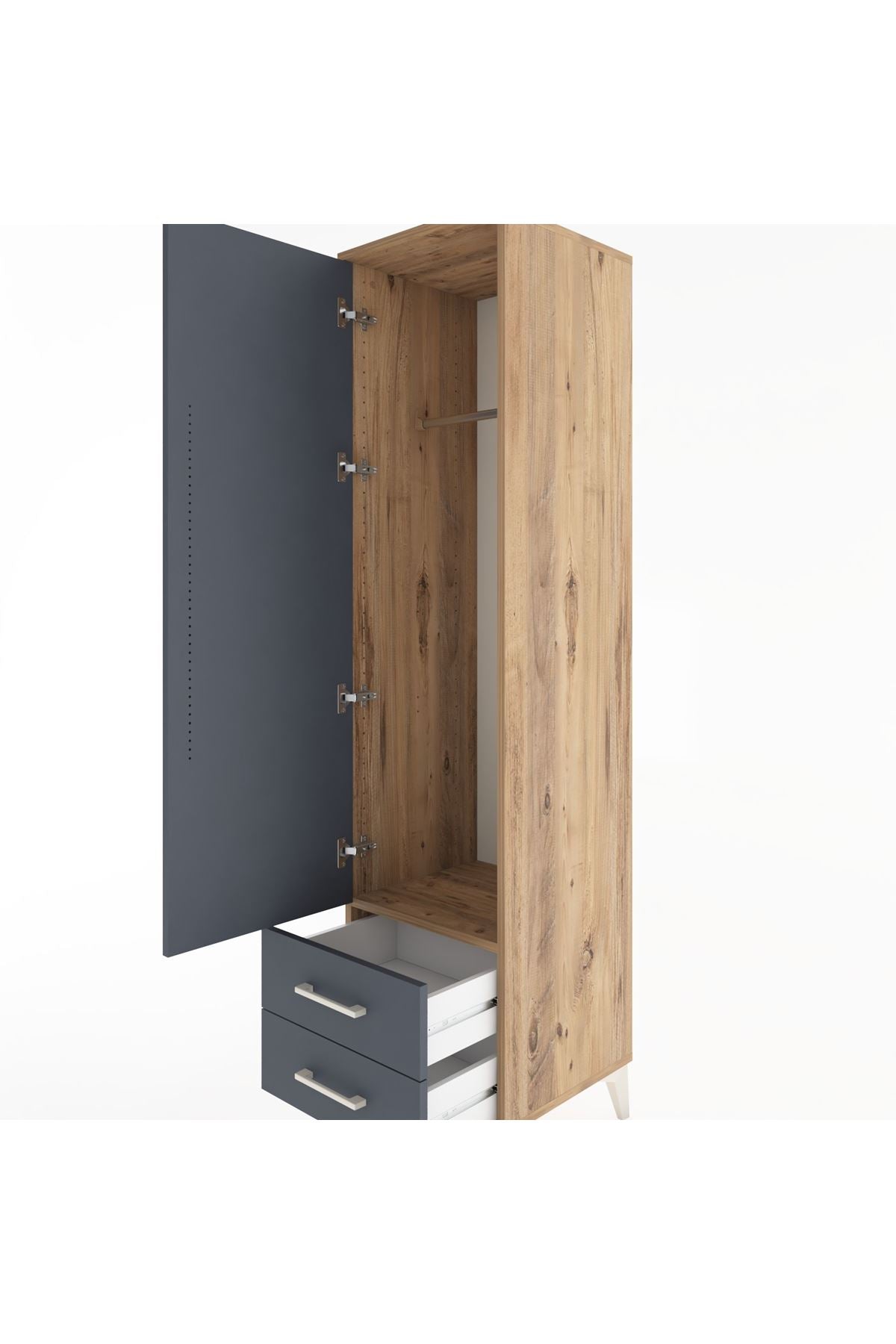 Hyperion Dolap Tek Raflı 2 Çekmeceli Tek Askılı 44x44x182 - S55M029V8B