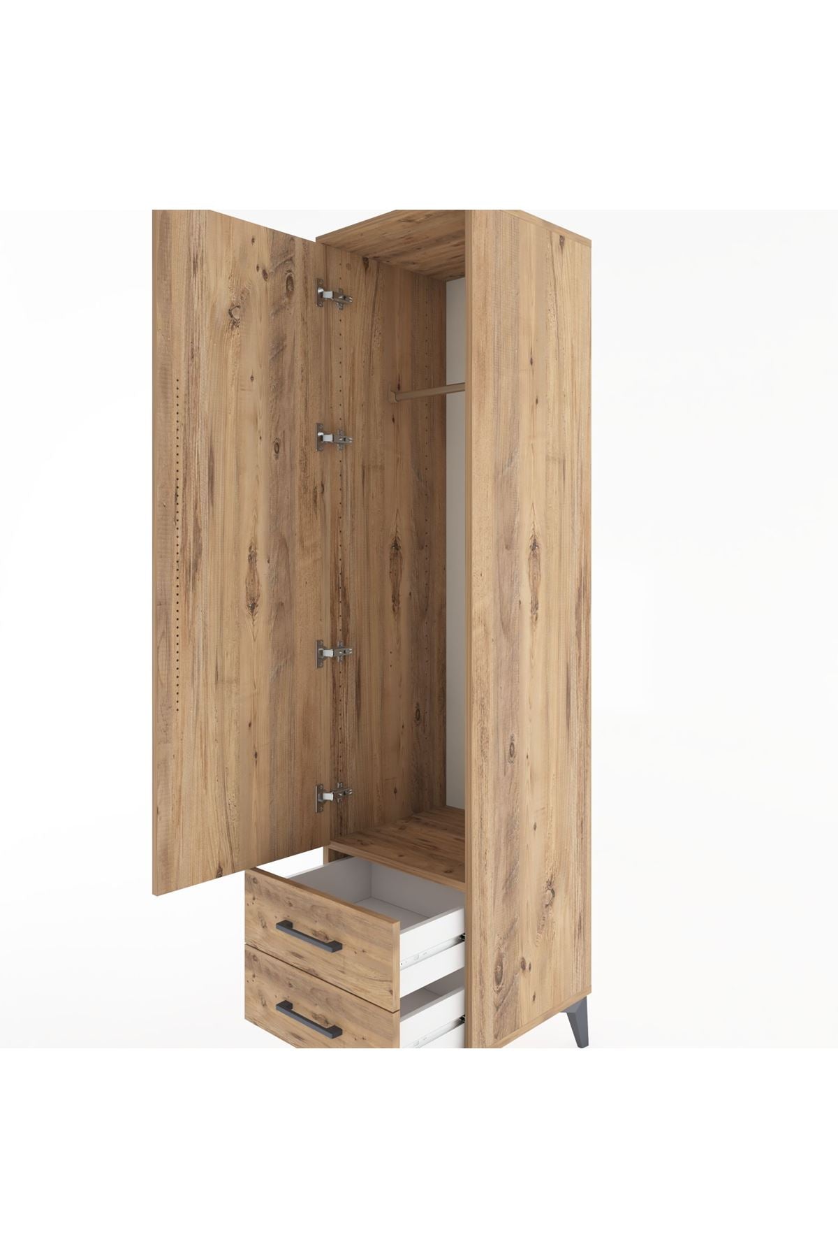 Hyperion Dolap Tek Raflı 2 Çekmeceli Tek Askılı 44x44x182 - S55M029V9B