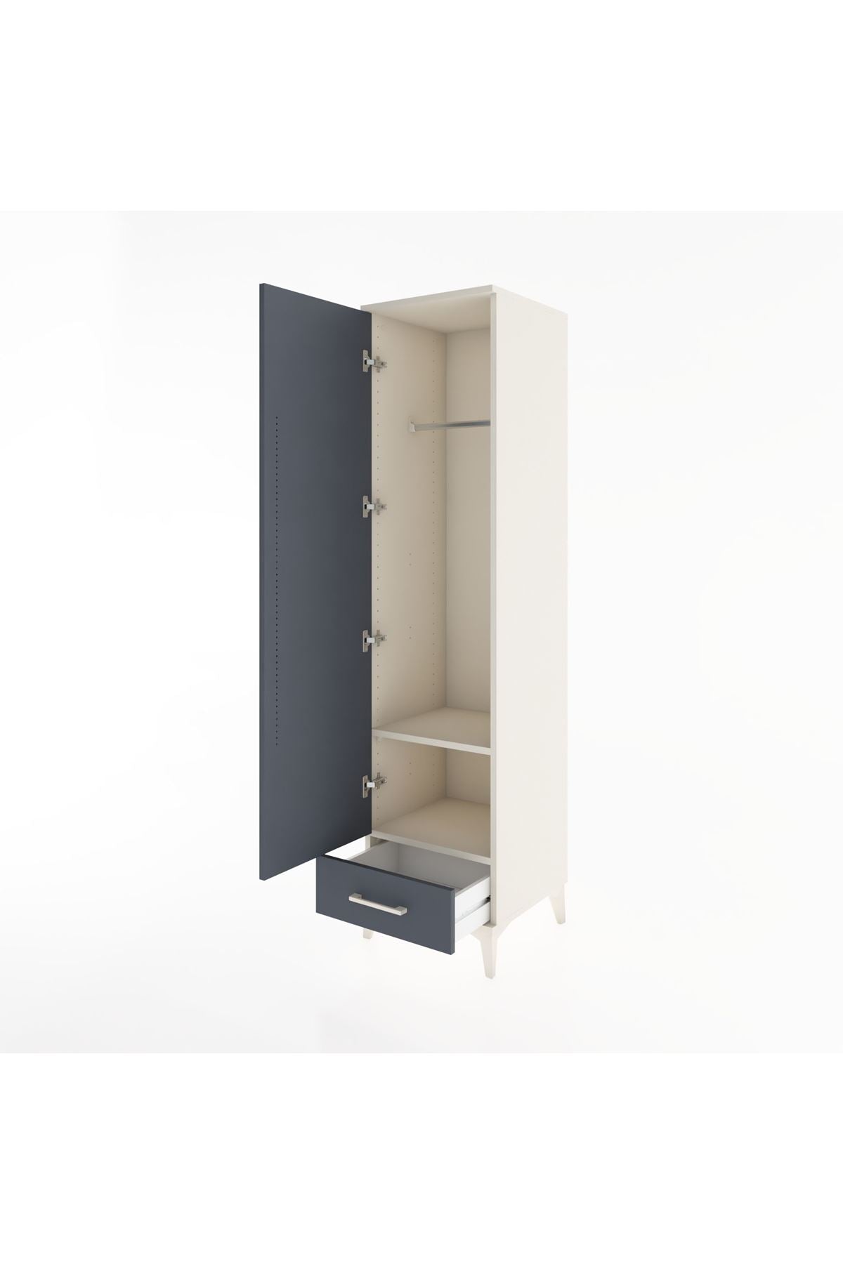 Hyperion Dolap 2 Raflı Tek Çekmeceli Tek Askılı 44x44x182 Aytaşı-Antrasit