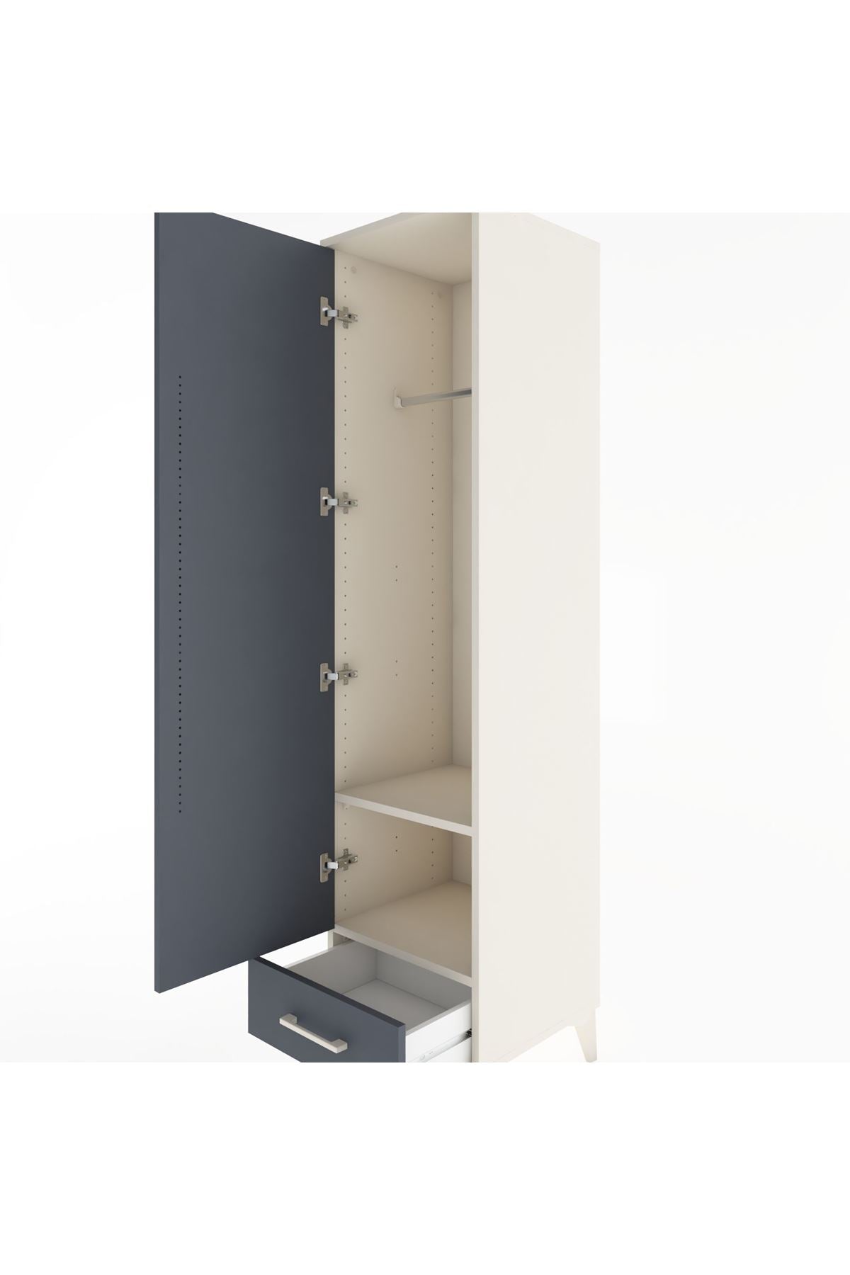 Hyperion Dolap 2 Raflı Tek Çekmeceli Tek Askılı 44x44x182 Aytaşı-Antrasit