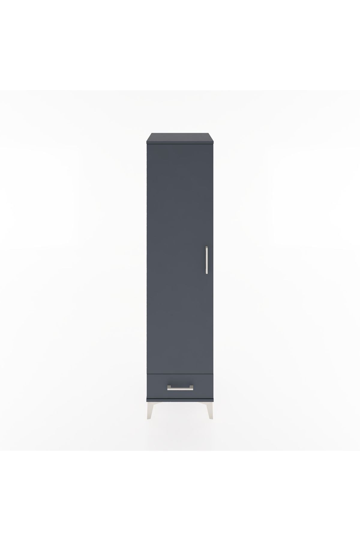 Hyperion Dolap 2 Raflı Tek Çekmeceli Tek Askılı 44x44x182 Antrasit-Antrasit