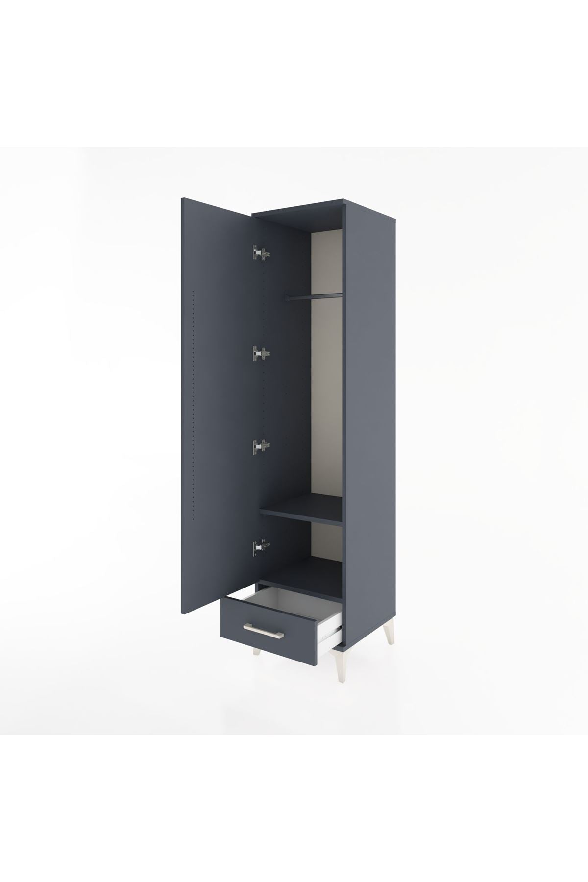 Hyperion Dolap 2 Raflı Tek Çekmeceli Tek Askılı 44x44x182 Antrasit-Antrasit