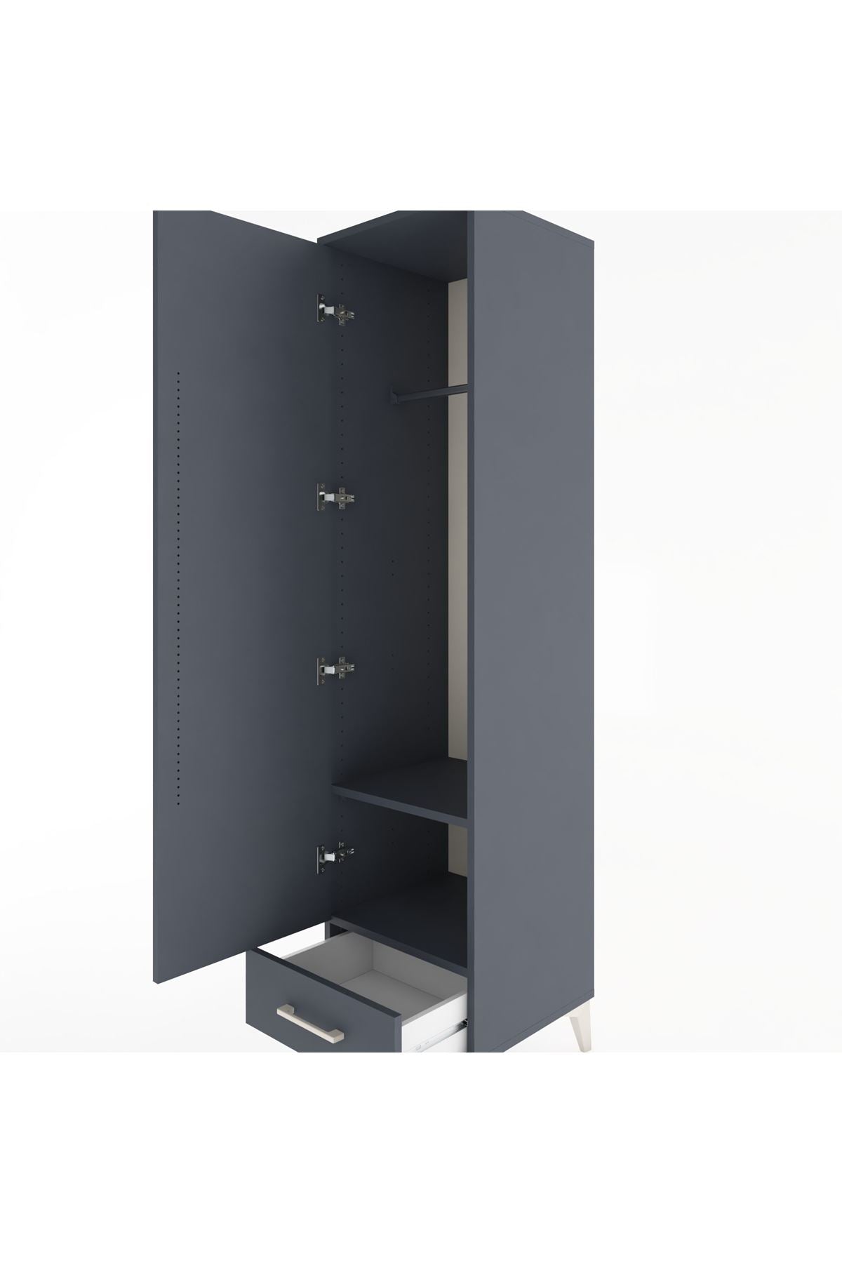 Hyperion Dolap 2 Raflı Tek Çekmeceli Tek Askılı 44x44x182 Antrasit-Antrasit