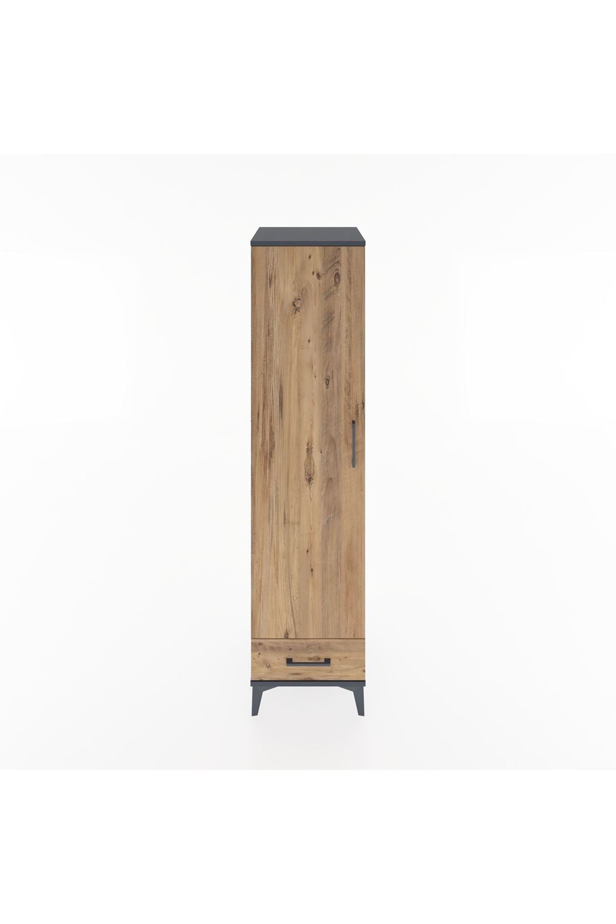 Hyperion Dolap 2 Raflı Tek Çekmeceli Tek Askılı 44x44x182 Antrasit-Çam