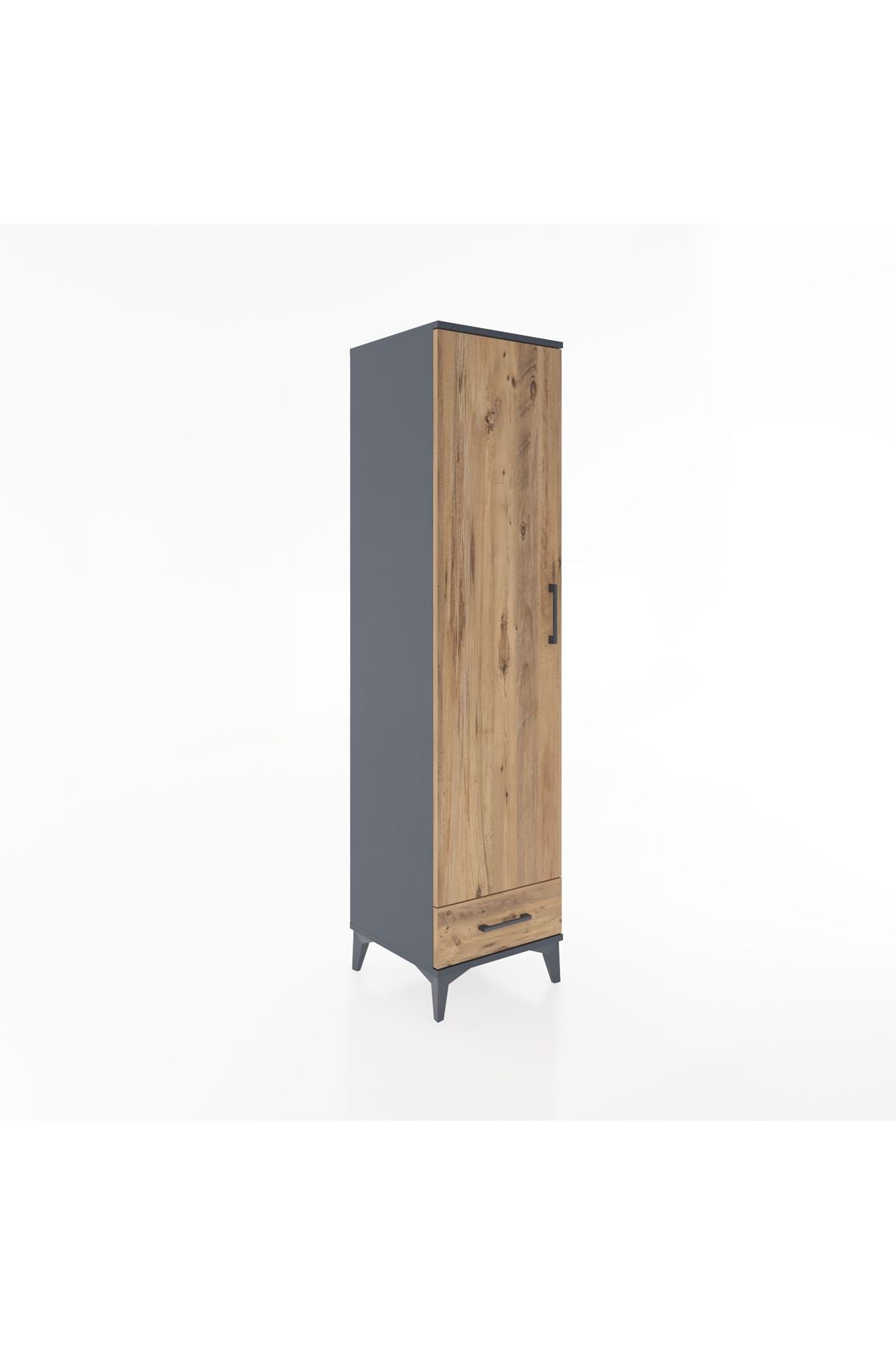 Hyperion Dolap 2 Raflı Tek Çekmeceli Tek Askılı 44x44x182 Antrasit-Çam