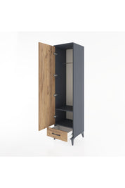 Hyperion Dolap 2 Raflı Tek Çekmeceli Tek Askılı 44x44x182 Antrasit-Çam