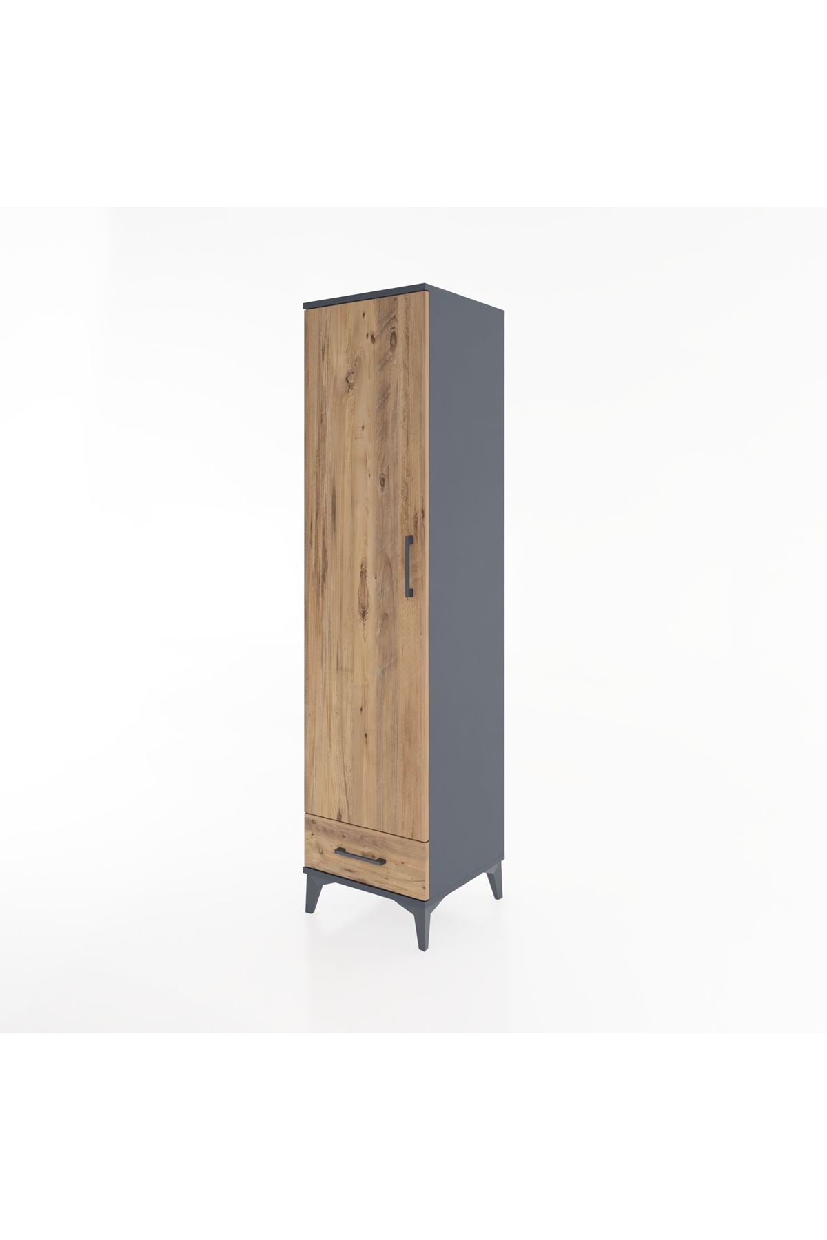 Hyperion Dolap 2 Raflı Tek Çekmeceli Tek Askılı 44x44x182 Antrasit-Çam