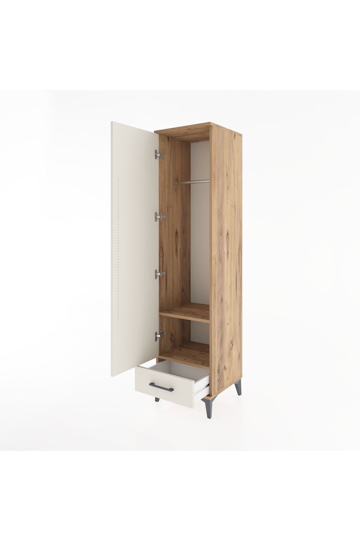 Hyperion Dolap 2 Raflı Tek Çekmeceli Tek Askılı 44x44x182 Çam-Aytaşı