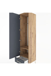 Hyperion Dolap 2 Raflı Tek Çekmeceli Tek Askılı 44x44x182 Çam-Antrasit