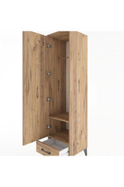 Hyperion Dolap 2 Raflı Tek Çekmeceli Tek Askılı 44x44x182 Çam-Çam