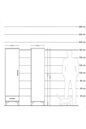 Hyperion Dolap 2 Raflı Tek Çekmeceli Tek Askılı 44x44x182 Çam-Çam