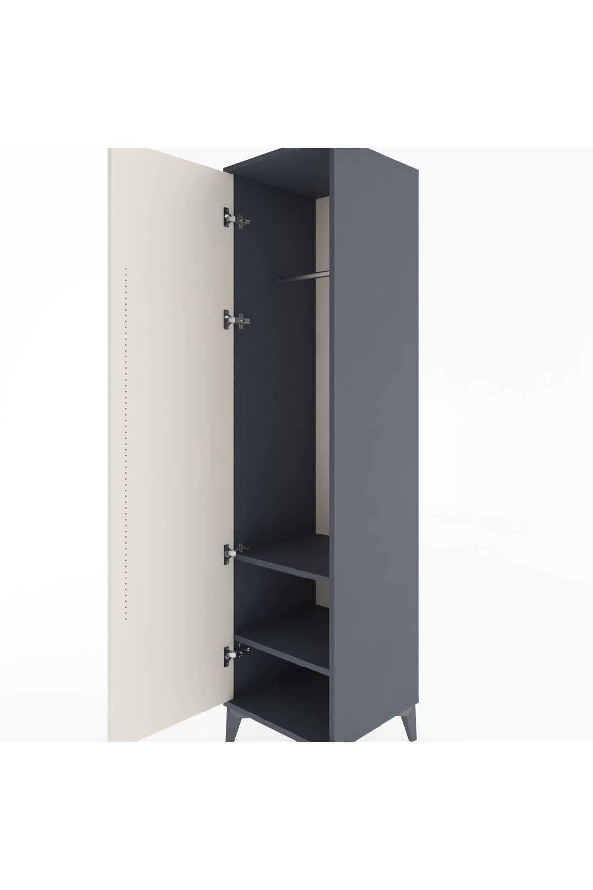 Hyperion Dolap 2 Raflı Tek Kapaklı Tek Askılı 44x44x182 Antrasit-Aytaşı