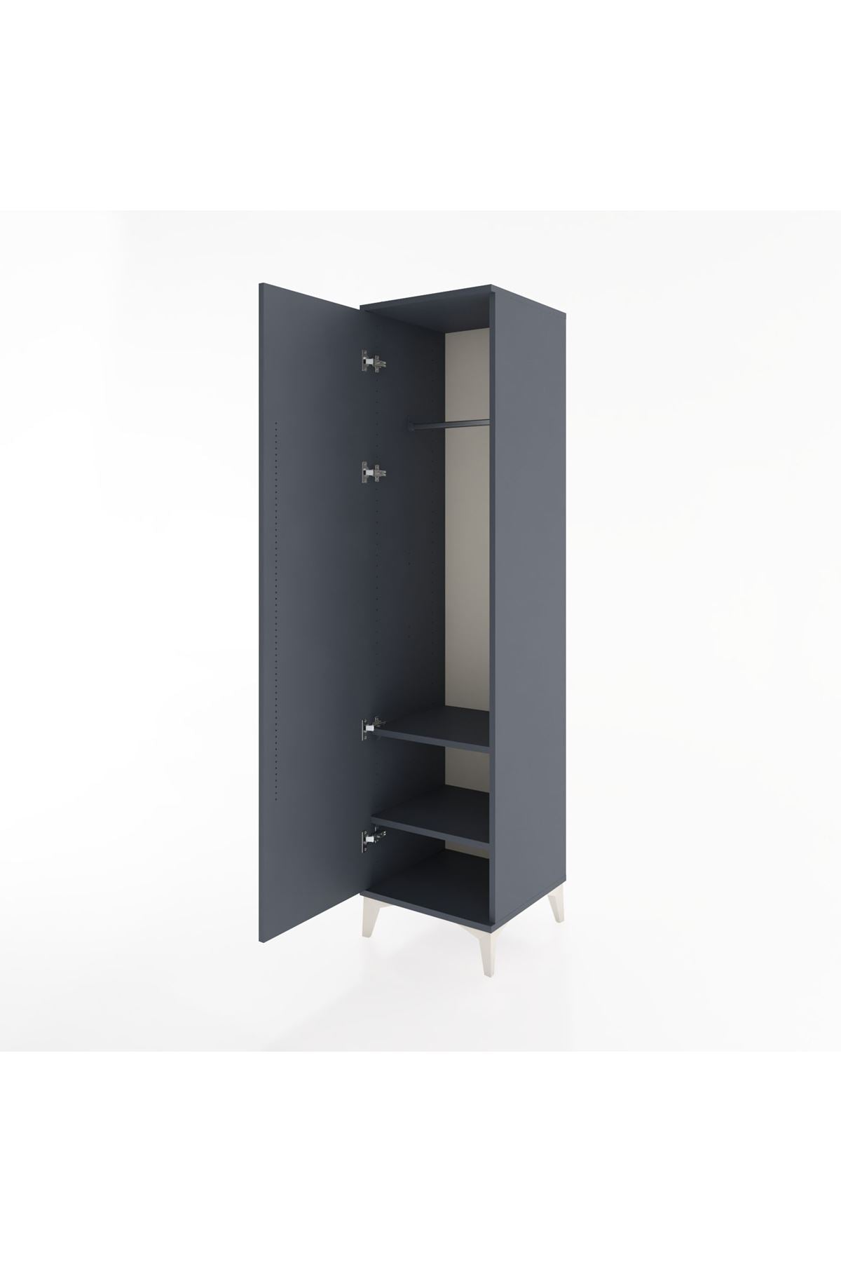 Hyperion Dolap 2 Raflı Tek Kapaklı Tek Askılı 44x44x182 Antrasit-Antrasit