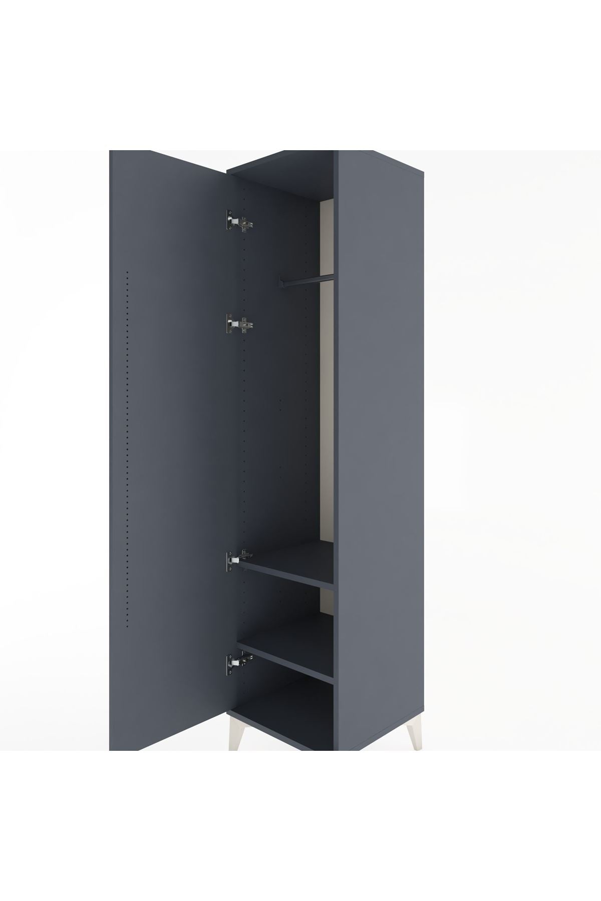 Hyperion Dolap 2 Raflı Tek Kapaklı Tek Askılı 44x44x182 Antrasit-Antrasit