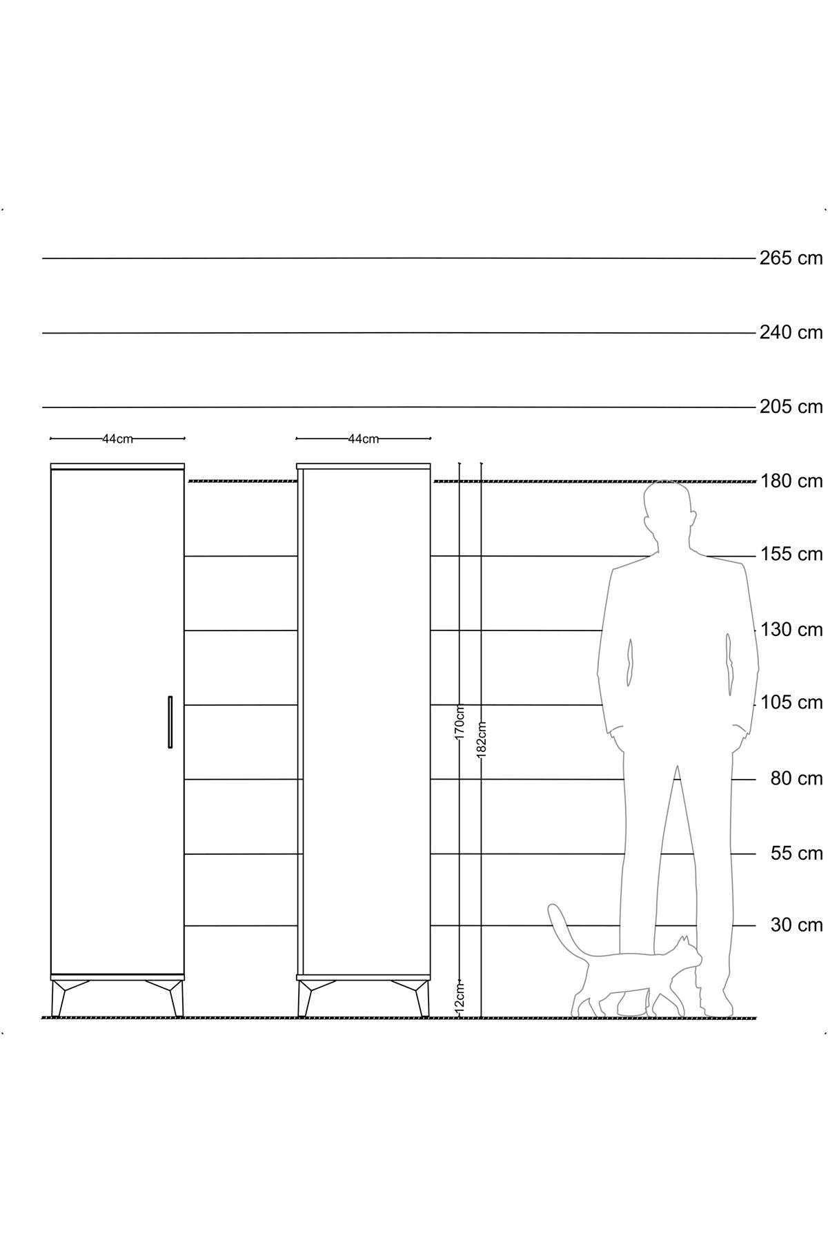 Hyperion Dolap 2 Raflı Tek Kapaklı Tek Askılı 44x44x182 Antrasit-Antrasit