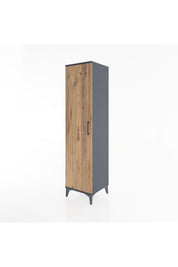 Hyperion Dolap 2 Raflı Tek Kapaklı Tek Askılı 44x44x182 Antrasit-Çam
