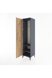 Hyperion Dolap 2 Raflı Tek Kapaklı Tek Askılı 44x44x182 Antrasit-Çam