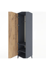Hyperion Dolap 2 Raflı Tek Kapaklı Tek Askılı 44x44x182 Antrasit-Çam